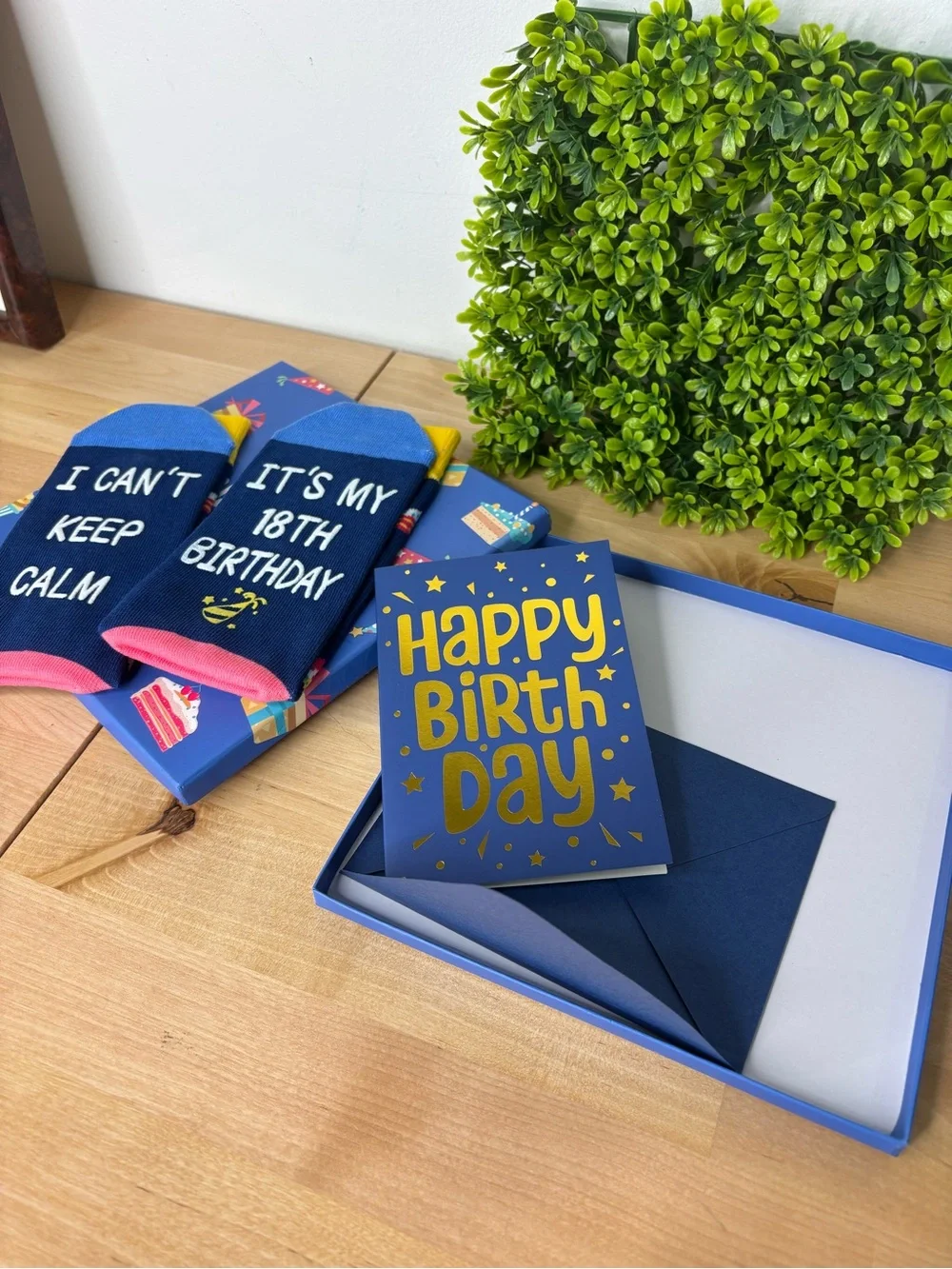 Navy Birthday Socks - 'It's My 18th Birthday' & card Gift Set